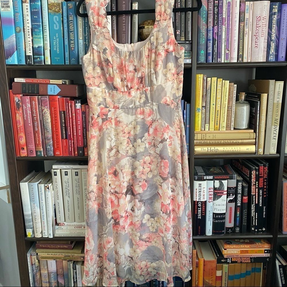 Coral and Grey Print Dress